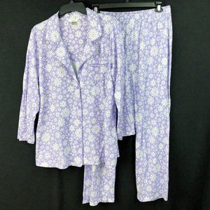 CJ Banks 1X Plus Purple Snowflake 2PC Pajamas Set Top and Pants